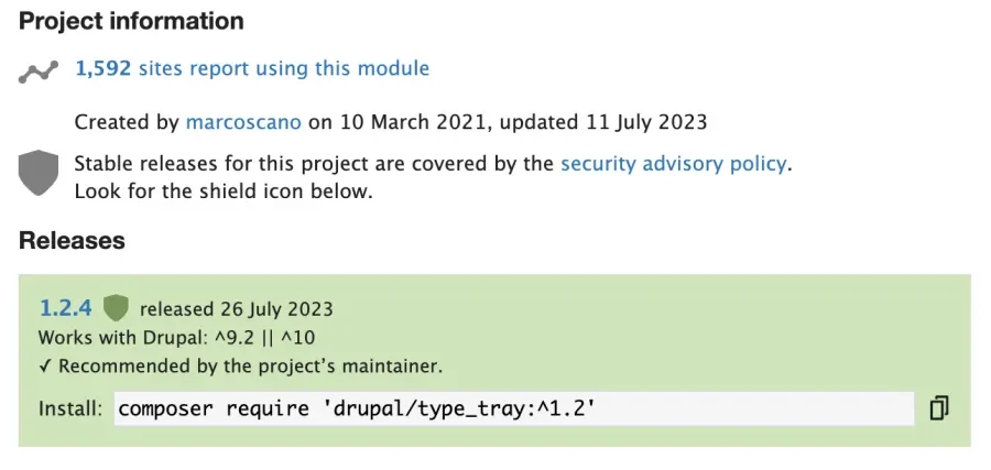 Type tray module release information, security shield and usage statistics