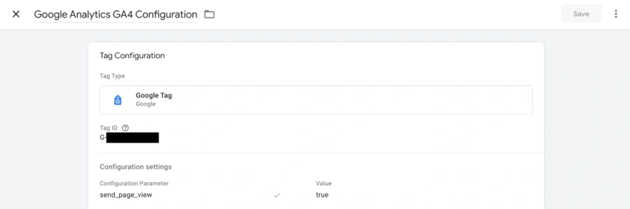 Google Analytics 4 Configuration Tag example