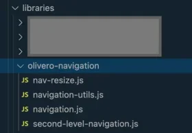 olivero-navigation libary folder showing the javascript files.