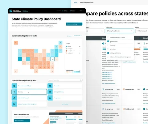 Showing the full state map for the climate policy dashboard